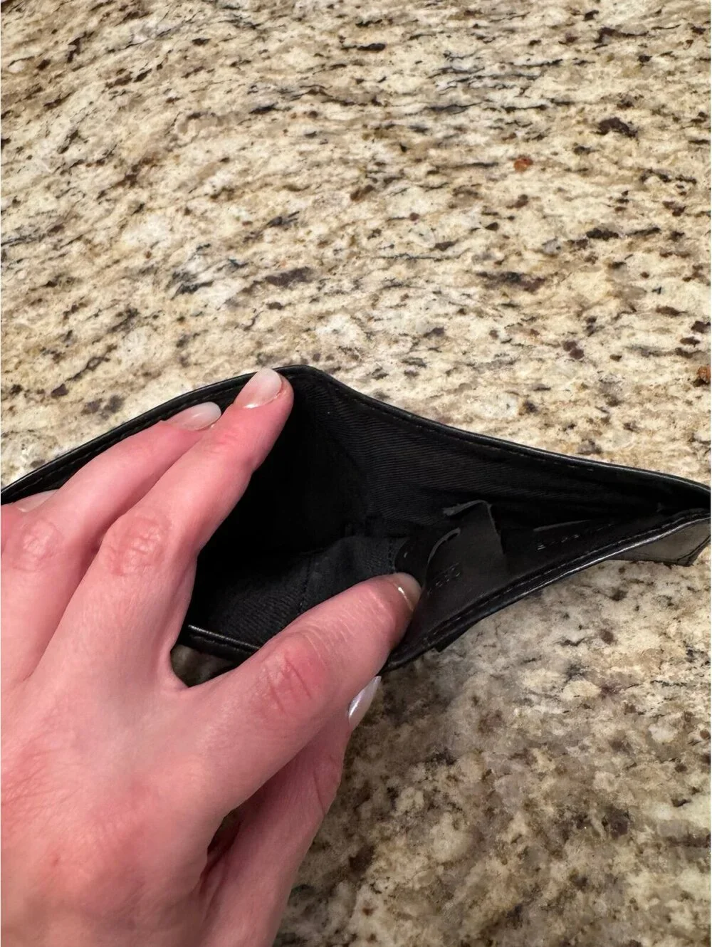 Fossil Front Pocket Minimalist Slim ID Wallet -Black Leather